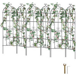 VEVOR Garden Trellis for Climbing Plants, 71 x 20 in, 6 Packs Rustproof Metal Garden Flower Trellis, Outdoor Climbing Rose Trellis Cucumbers Support, Decorative Clematis Trellis for Courtyards Lawns