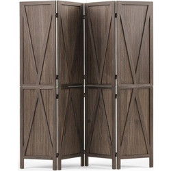 VEVOR Wood Room Divider 4 Panels Wood Folding Privacy Screen X Pattern, για διαχωρισμό δωματίου & διακόσμηση σπιτιού, 1702 mm ύψος, συμπαγές πλαίσιο, μεντεσέδες διπλής κατεύθυνσης 360 ρουστίκ ξύλινο χ