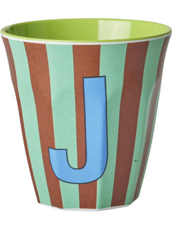 Rice - Melamine Cup with the Letter J - Blue and Green - Medium - 250 ml