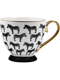 Safari Κουπα New Bone China Λευκο Μαυρο Χρυσο 11x11x9 - Liberta - Λευκό,Μαύρο,Χρυσό