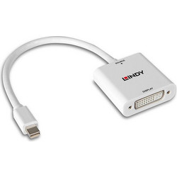 Lindy Μετατροπέας mini DisplayPort male σε DVI-I female Λευκό 1τμχ 38318