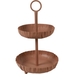 Beauty Home Δίσκος 2όροφος μεταλλικός terracotta 25x40cm