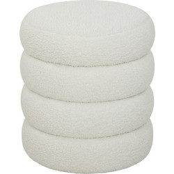 Hocker, rund, Teddyfleece, bis 120kg, Φ40x45H cm, Weiss