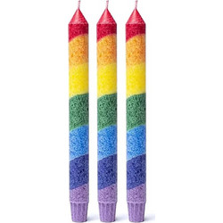 Dinner Candle Rainbow Stearin 23 x 2.2 cm - Πολύχρωμο Κερί