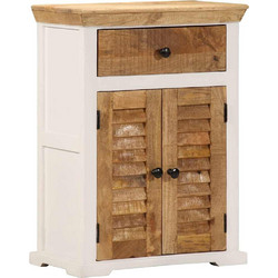 vidaXL Ντουλάπι Λευκό και Καφέ 55x30x73cm Μασίφ Ακατεργ. Ξύλο Μάνγκο 1 τεμ