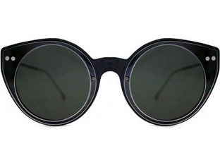 Spitfire Alpha Double Lens Black / Clear & Black Γυναικεία Γυαλιά Ηλίου Στρογγυλά Κοκάλινα Μαύρα με Μαύρο Φακό