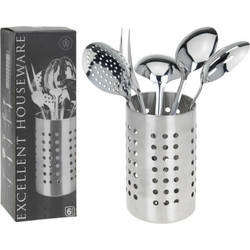 Excellent Houseware Σετ Εργαλεία Κουζίνας 6 τεμ. από Ανοξείδωτο ατσάλι με Βάση - Excellent Houseware