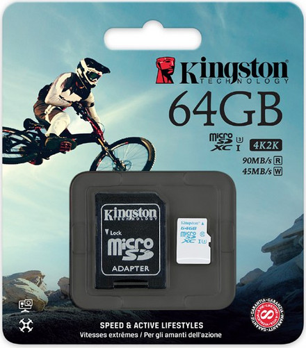 Kingston microSDXC 64GB Class 10 U3 UHS-I (Action) + Adapter