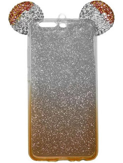 Θήκη Σιλικόνης Glitter Με Αυτιά Mickey Για Samsung Galaxy J5 2017 Πορτοκαλί