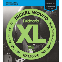 D'Addario EXL165-6 Σετ 6 Χορδές Ηλεκτρικού Μπάσου Nickel Plated Steel 32-135" Mixed Tension