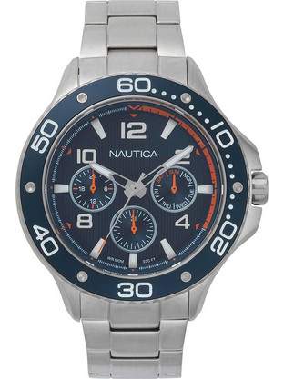 Nautica Pier 25 Ανδρικό Ρολόι με Ασημί Μεταλλικό Μπρασελέ NAPP25006