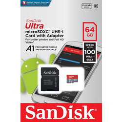Sandisk Ultra microSDXC 64GB Class 10 U1 USH-I A1 100MB/s + Adapter (Mobile)