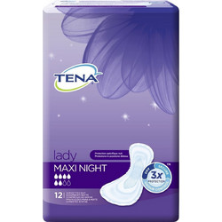 Tena Lady Maxi Night Σερβιέτες Ακράτειας 6 Σταγόνες 12τμχ
