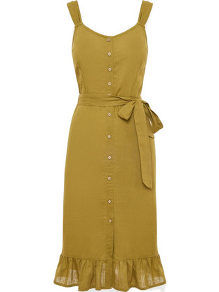 Funky Buddha Midi Καλοκαιρινό Καθημερινό Φόρεμα Σεμιζιέ Πράσινο FBL007-133-13
