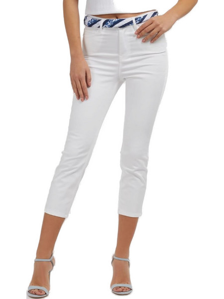 Guess Υφασμάτινο Γυναικείο Παντελόνι Skinny Εφαρμογή Λευκό W3GA91W93CE-GU0