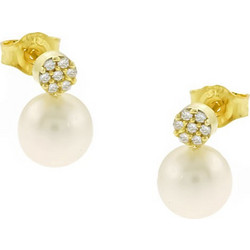 Million Diamonds Γυναικεία Σκουλαρίκια Κρεμαστά 9K με Πέρλα SK19652