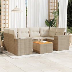 vidaXL Σετ Σαλόνι Κήπου Rattan 7τμχ Μπεζ 3257675