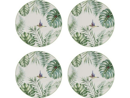 Artekko Πιάτα Ρηχά Πήλινα Tropical Πράσινα 26.9cm 4τμχ