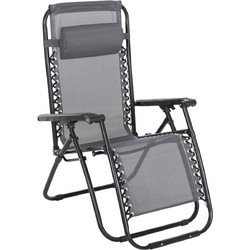 HomeMarkt Relax Companion Ξαπλώστρες Πολυθρόνες Παραλίας Μεταλλικές Πτυσσόμενες με Μαξιλάρι 2τμχ Γκρι HM5095.11