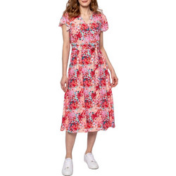 Heavy Tools Viro Midi Καλοκαιρινό Καθημερινό Φόρεμα Floral Ροζ S24464