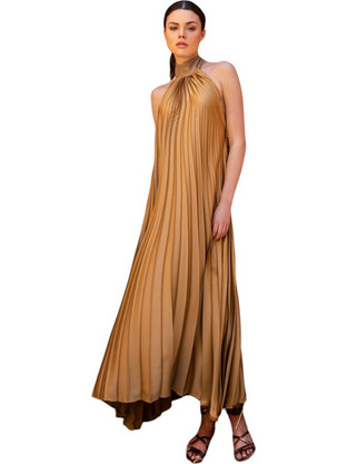 AGGEL Midi Καλοκαιρινό Βραδινό Φόρεμα Ταμπά SS43071KF-1020