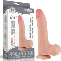 Lovetoy Sliding-Skin 8.5" Dual Layer Dong II Ρεαλιστικό Dildo με Βεντούζα & Όρχεις 22cm Flesh