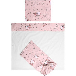 Lorelli Dream Trio Bear Σετ Βρεφικά Σεντόνια Κούνιας Βαμβακερά 60x120 Pink