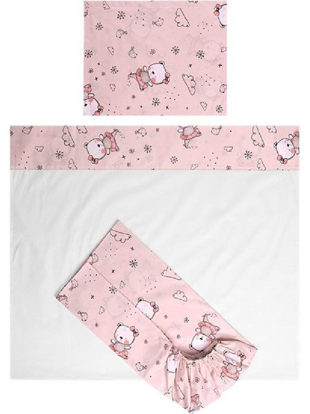 Lorelli Dream Trio Bear Σετ Βρεφικά Σεντόνια Κούνιας Βαμβακερά 60x120 Pink