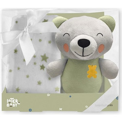 Interbaby Bear Κουβέρτα Αγκαλιάς Fleece με Λούτρινο 80x110 Πράσινη