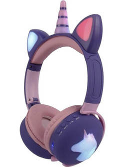 ME17 Unicorn Ασύρματα Bluetooth Παιδικά Ακουστικά On Ear Μωβ
