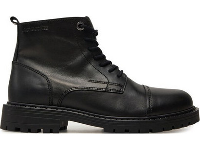 Jack & Jones Ανδρικά Αρβυλάκια Δερμάτινα Μαύρα 12258045