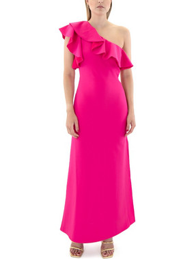 Jagged & Beau Maxi Καλοκαιρινό Φόρεμα για Γάμο / Βάπτιση Αμπιγιέ Φούξια JB-24029-SATIN-PINK