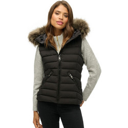 Superdry Αμάνικο Γυναικείο Μπουφάν Χειμωνιάτικο Puffer Μακρύ Μαύρο W5011753A-02A