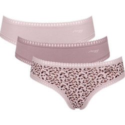 Sloggi Go Crush Βαμβακερά Γυναικεία Slip με Δαντέλα Ροζ 3Pack 10219677-V001