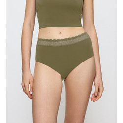 Triumph Βαμβακερό Ψηλόμεσο Γυναικείο Slip με Δαντέλα Χακί 10214399-7309