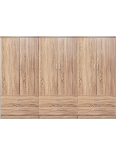 HomeMarkt Εξάφυλλη Ντουλάπα Ρούχων Φυσικό Χρώμα 240x42x181cm HM21060.02