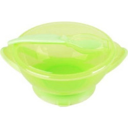 Nuby Μπολ Φαγητού Με Βεντούζα Καπάκι & Κουτάλι Lime