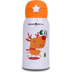 Nava We Care Παιδικό Παγούρι Θερμός Ανοξείδωτο BPA Free Λευκό Πορτοκαλί 500ml