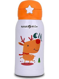 Nava We Care Παιδικό Παγούρι Θερμός Ανοξείδωτο BPA Free Λευκό Πορτοκαλί 500ml