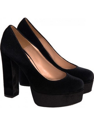 Smart Cronos Γόβες Suede με Χοντρό Ψηλό Τακούνι & Φιάπα Μαύρες 6718