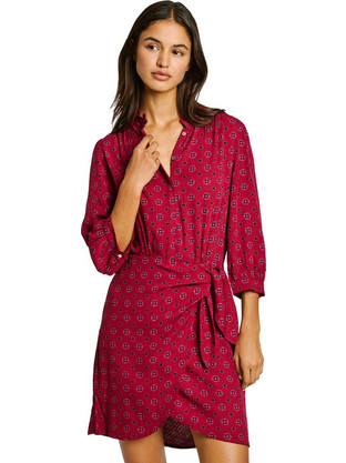 Pepe Jeans Picci Mini Βραδινό Φόρεμα Ντραπέ Μεταξωτό Κόκκινο PL953611-286