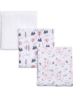 Funna Baby Unicorn Πάνες Αγκαλιάς από Μουσελίνα Λευκές 110x75cm 3τμχ