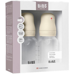 BIBS Σετ Πλαστικά Μπιμπερό με Θηλή Σιλικόνης 0+ Μηνών Ivory 150ml