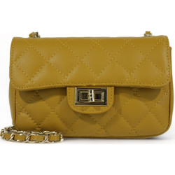 Passaggio Leather Γυναικείο Τσαντάκι Χιαστί Δερμάτινο Κίτρινο με Αλυσίδα 5842-KR-40