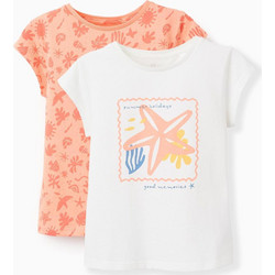 Zippy Σετ Παιδικά T-Shirt Κοντομάνικα Λευκά Κοραλί 31071154037