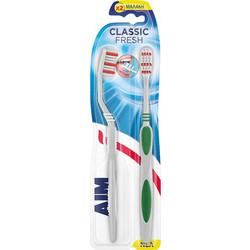 Aim Classic Fresh Soft Οδοντόβουρτσες 2τμχ Γκρι Πράσινη