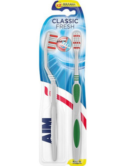 Aim Classic Fresh Soft Οδοντόβουρτσες 2τμχ Γκρι Πράσινη