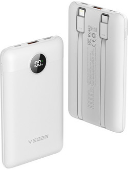 Veger C11 Power Bank 10000mAh 20W με Θύρα USB-A & Θύρα USB-C Quick Charge 3.0 White