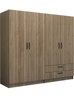 Megapap Τετράφυλλη Ντουλάπα Ρούχων Victoria Καρυδί 200x60x181cm GP100-0089,3