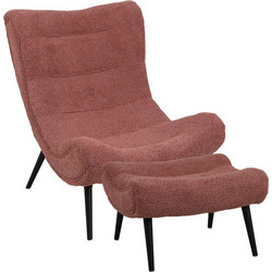 Pakoworld Μπερζέρα με Υποπόδιο Ροζ Silla 110-000096